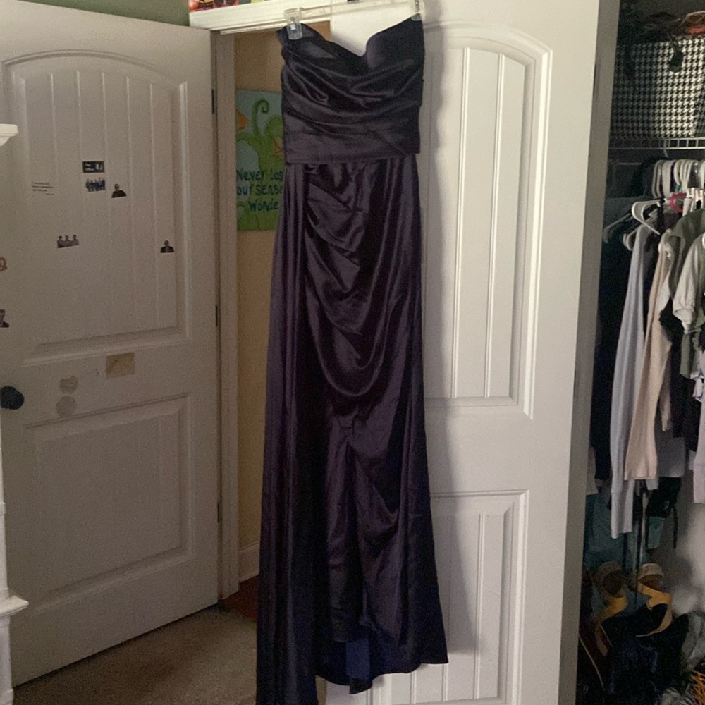 Strapless Navy Blue Prom Dress